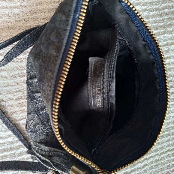 Dark Navy suede crossbody bag / hand clutch - Picture 3 of 4